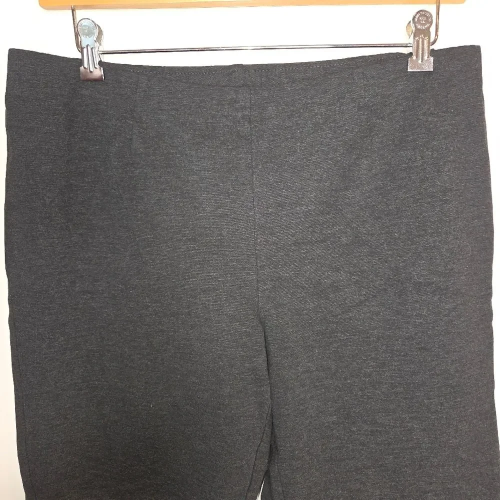 J. Jill Ponte Knit Charcoal Slim-Leg Crop Split-Hem Pants, Size Large